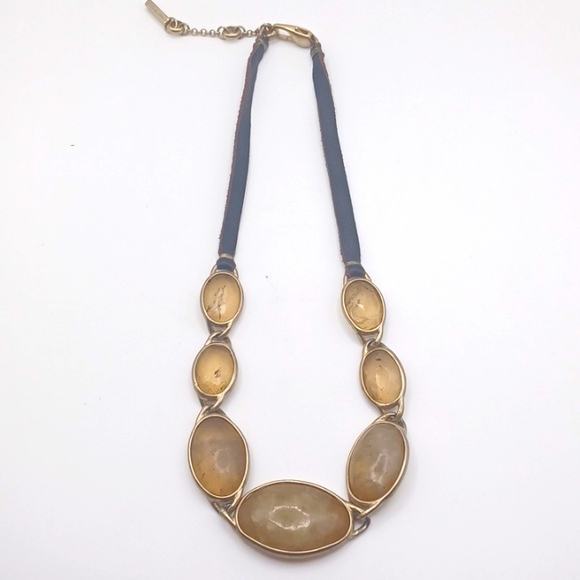 Kenneth Cole Gold tone and Citrine Choker with Leather Strap - Picture 5 of 6